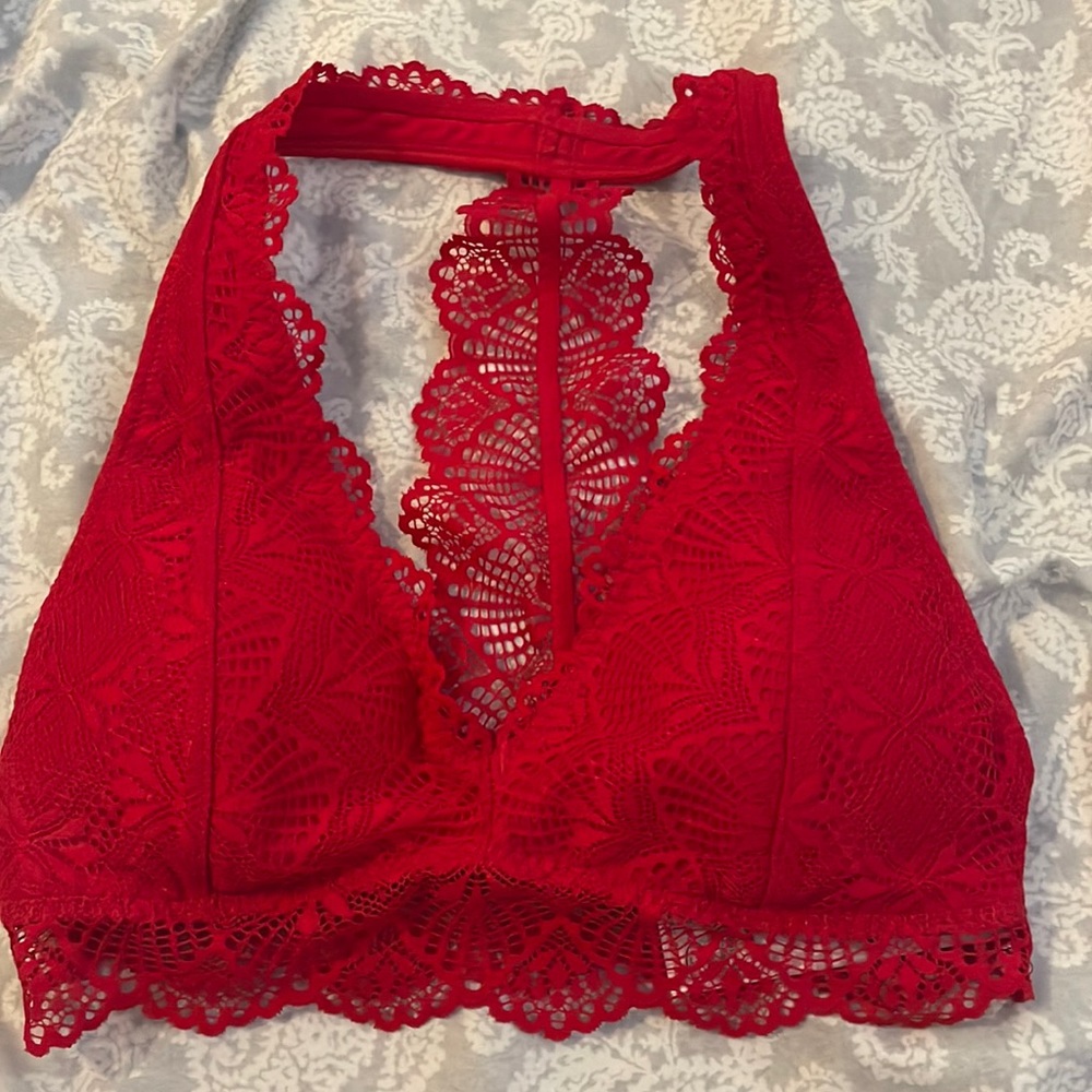 Red Lace bralette from Hollister